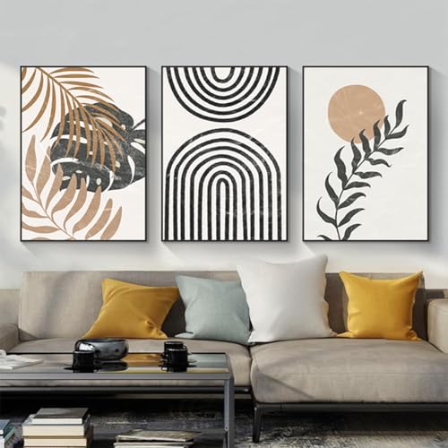 GHJKL Moderne Ästhetik Botanisches Poster, Bohemian Abstract Geometric Wall Art, Rohrkolben Blumen Set, Kein Rahmen (Bild-04, 50x70cm-3Pcs) von GHJKL