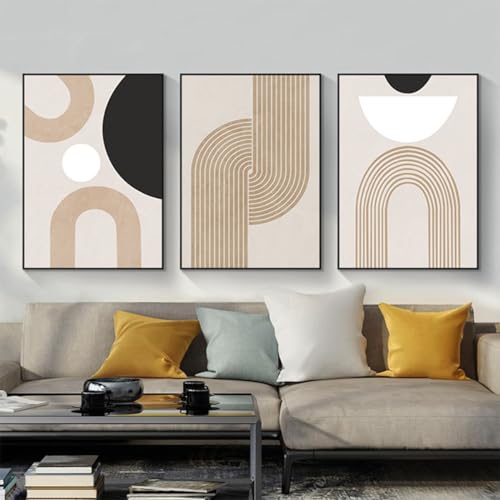 GHJKL Moderne Ästhetik Botanisches Poster, Bohemian Abstract Geometric Wall Art, Rohrkolben Blumen Set, Kein Rahmen (Bild-07, 50x70cm-3Pcs) von GHJKL