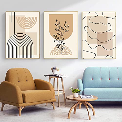 GHJKL Moderne Bilder Boho DekoWanddeko für Wohnzimmer Schlafzimmer, Abstraktes Premium Poster Set - Ohne Rahmen… (Beige, 40X60cmX3pcs) von GHJKL