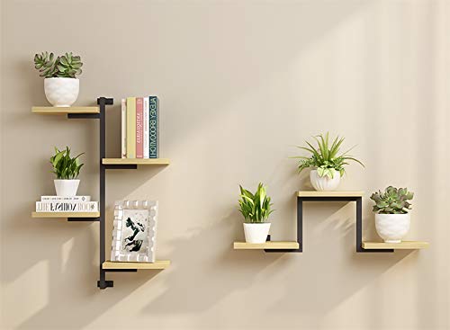 GHJKLZNMRU Regal Schweberegale Wandmontiertes Set Home Decor Eisenhalterung im Einklang mit modernem Zuhause Massivholz mit Montagezubehör von GHJKLZNMRU