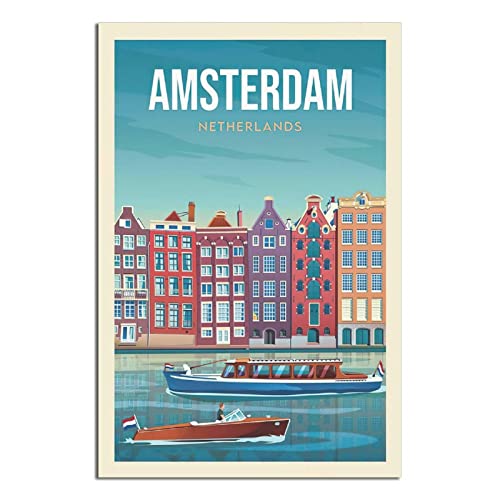 Amsterdam Niederlande Vintage Reiseposter Modern Büro Familie Schlafzimmer Wanddekoration Poster Geschenk von GHJKY