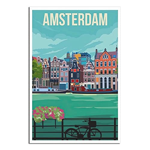 Amsterdam Vintage-Reise-Poster, modernes Büro, Familie, Schlafzimmer, Wanddekoration, Poster, Geschenk von GHJKY