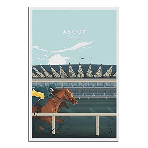 Ascot Racecourse Traditionelles Vintage-Reise-Poster, modernes Büro, Familie, Schlafzimmer, Wanddekoration, Poster, Geschenk von GHJKY