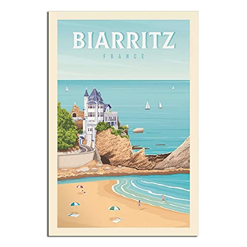 Biarritz Frankreich Vintage Reiseposter Modern Büro Familie Schlafzimmer Wanddekor Poster Geschenk von GHJKY