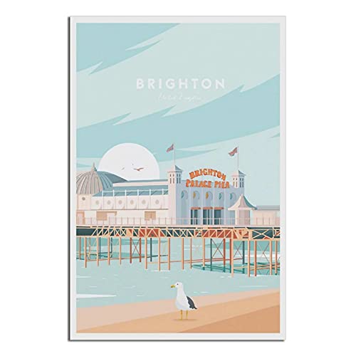 Brighton Traditionelles Vintage-Reise-Poster im Vereinigten Königreich, modernes Büro, Familie, Schlafzimmer, Wanddekoration, Poster, Geschenk von GHJKY