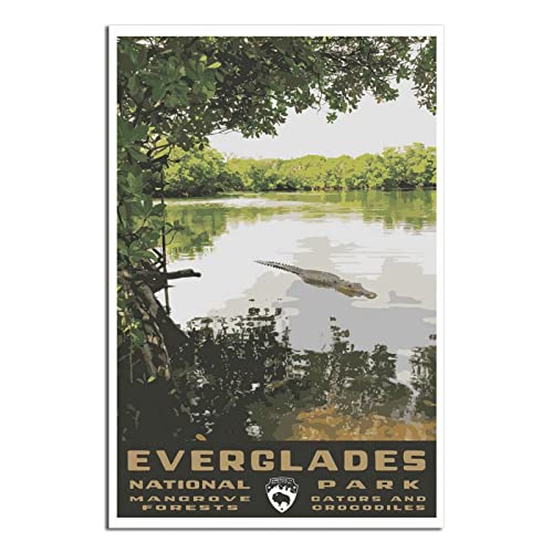 Everglades National Park Vintage Style Reiseposter Florida USA Kunst Poster Modern Büro Familie Schlafzimmer Wanddekor Poster Geschenk von GHJKY