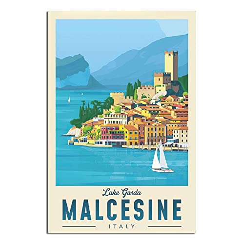 GHJKY Malcesine See Garda Italien Vintage Reiseposter Modern Büro Familie Schlafzimmer Wanddeko Poster Geschenk, 16x24inchs(40x60cm) von GHJKY