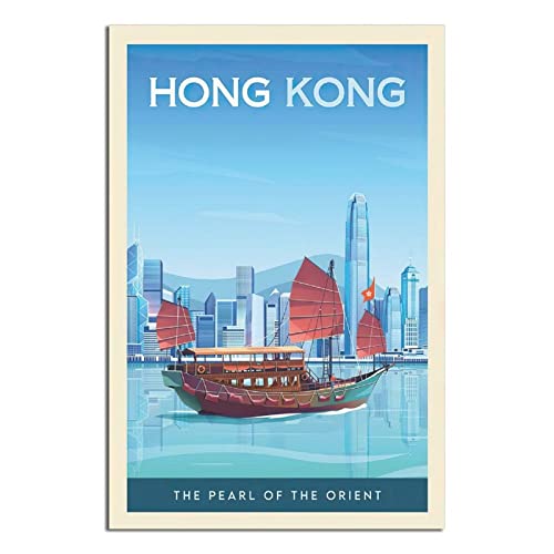 Hong Kong China Vintage Reiseposter Modern Büro Familie Schlafzimmer Wanddekor Poster Geschenk von GHJKY