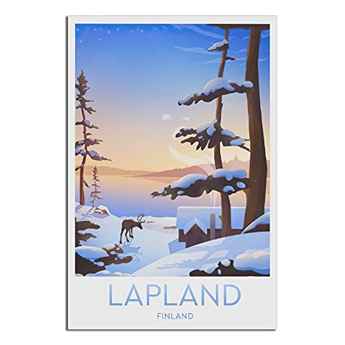 Lapland Vintage Reise-Poster Finnland Modern Büro Familie Schlafzimmer Wanddekoration Poster Geschenk von GHJKY