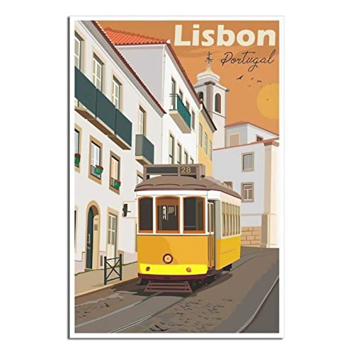Lisbon Vintage-Reise-Poster, modernes Büro, Familien-Schlafzimmer, Wanddekoration, Poster, Geschenk von GHJKY
