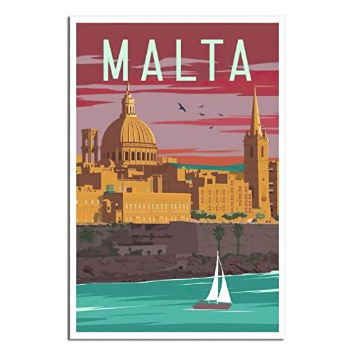 Malta Vintage-Reise-Poster, modernes Büro, Familien-Schlafzimmer, Wanddekoration, Poster, Geschenk von GHJKY