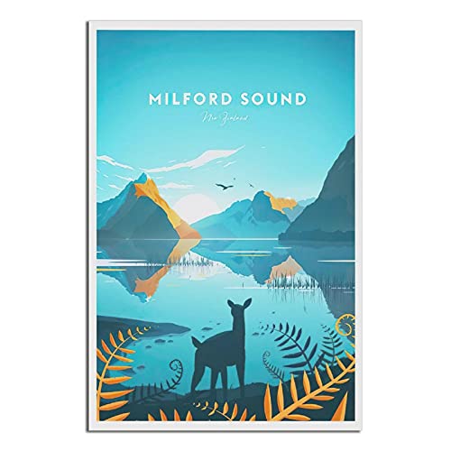 Milford Sound Vintage-Reise-Poster Neuseeland Modern Büro Familie Schlafzimmer Wanddekoration Poster Geschenk von GHJKY