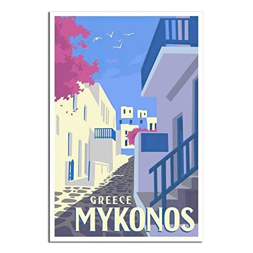 Mykonos Vintage-Reise-Poster, modernes Büro, Familien-Schlafzimmer, Wanddekoration, Poster, Geschenk von GHJKY