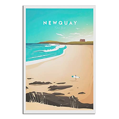 Newquay Traditionelles Vintage-Reise-Poster, modernes Büro, Familie, Schlafzimmer, Wanddekoration, Poster, Geschenk von GHJKY