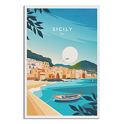 Sizilien Traditionelles Vintage-Reise-Poster – Italienisches modernes Büro, Familie, Schlafzimmer, Wanddekoration, Poster, Geschenk von GHJKY
