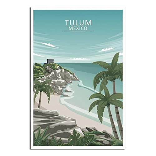 Tulum Beach Poster, Mexico Vintage Reise-Poster, modernes Büro, Familie, Schlafzimmer, Wanddekoration, Poster Geschenk von GHJKY