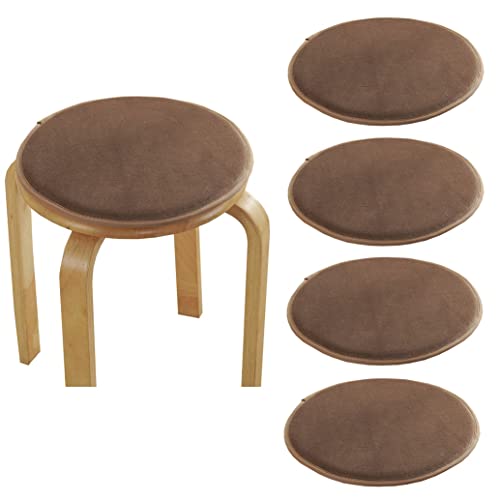 GHJL Runde Stuhlkissen 30CM/34CM/40CM Runde Sitzkissen rutschfeste Hocker Pads Mit Krawatten Bar Küche Hochhocker Stühle Kissen 1/2/4 Packungen (Color : Brown, Size : 30cm(11.8inch)*4 Packs) von GHJL