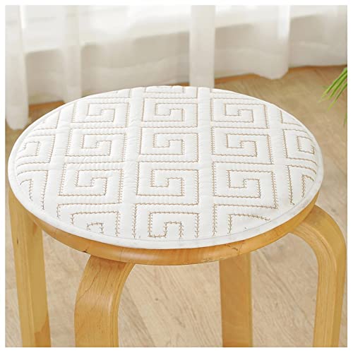 GHJL Rundes, Rutschfestes Esszimmer-Sitzkissen, Hochhocker, Stuhlpolster, Barstuhlkissen Mit Krawatten Für Esszimmer, Küchenstühle, Hochhocker, Bistro-Barsitz (Color : Off-White-B, Size : 40CM) von GHJL