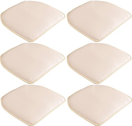 GHJL Stuhlkissen for Esszimmerstühle, 1/2/4/6er-Pack Sitzkissen, Wasserdichtes Stuhlkissen Aus Leder, rutschfeste Rückseite, Stuhlpolster for Esszimmerstühle (Color : Beige-A, Size : Set of 6) von GHJL