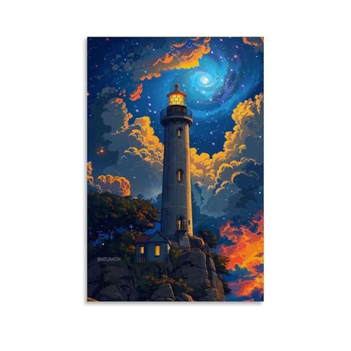 GHJOPAF Anime-Poster auf Leinwand, Motiv: Leuchtturm am Meer, Wandkunst, Bild, Heimdekoration, Druck für Schlafzimmer, Wohnzimmer, 30 x 45 cm, ungerahmter Stil GHJOPAF Anime-Poster auf Leinwand, Motiv: Leuchtturm am Meer, Wandkunst, Bild, Heimdekoration, Druck für Schlafzimmer, Wohnzimmer, 30 x 45 cm, ungerahmter Stil von GHJOPAF