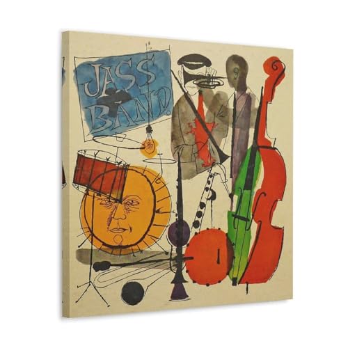 GHJOPAF Jazz Band Vintage-Poster, Leinwandbild, Wandkunst, Bild, Heimdekoration, Druck für Schlafzimmer, Wohnzimmer, 30 x 30 cm, Rahmenstil GHJOPAF Jazz Band Vintage-Poster, Leinwandbild, Wandkunst, Bild, Heimdekoration, Druck für Schlafzimmer, Wohnzimmer, 30 x 30 cm, Rahmenstil von GHJOPAF