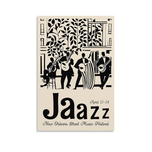 GHJOPAF Jazz-Musikfest, Vintage-Poster, Leinwandbild, Wandkunst, Bild, Heimdekoration, Druck für Schlafzimmer, Wohnzimmer, 40 x 60 cm, ungerahmter Stil GHJOPAF Jazz-Musikfest, Vintage-Poster, Leinwandbild, Wandkunst, Bild, Heimdekoration, Druck für Schlafzimmer, Wohnzimmer, 40 x 60 cm, ungerahmter Stil von GHJOPAF