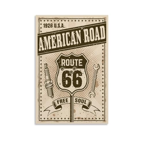 GHJOPAF Route 66 Vintage-Poster auf Leinwand, Gemälde, Wandkunst, Bild, Heimdekoration, Druck für Schlafzimmer, Wohnzimmer, 30 x 45 cm, ungerahmter Stil GHJOPAF Route 66 Vintage-Poster auf Leinwand, Gemälde, Wandkunst, Bild, Heimdekoration, Druck für Schlafzimmer, Wohnzimmer, 30 x 45 cm, ungerahmter Stil von GHJOPAF