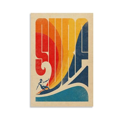 GHJOPAF Vintage-Poster auf Leinwand, Motiv: Surf, Wandkunst, Bild, Heimdekoration, Druck für Schlafzimmer, Wohnzimmer, 40 x 60 cm, ungerahmter Stil GHJOPAF Vintage-Poster auf Leinwand, Motiv: Surf, Wandkunst, Bild, Heimdekoration, Druck für Schlafzimmer, Wohnzimmer, 40 x 60 cm, ungerahmter Stil von GHJOPAF
