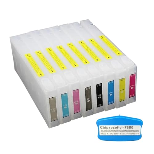 GHJtRs Nachfüllbares Tintenpatronensystem mit Chip-Resetter, kompatibel mit Stylus Pro 7800 9800, 8 Stück GHJtRs Nachfüllbares Tintenpatronensystem mit Chip-Resetter, kompatibel mit Stylus Pro 7800 9800, 8 Stück von GHJtRs