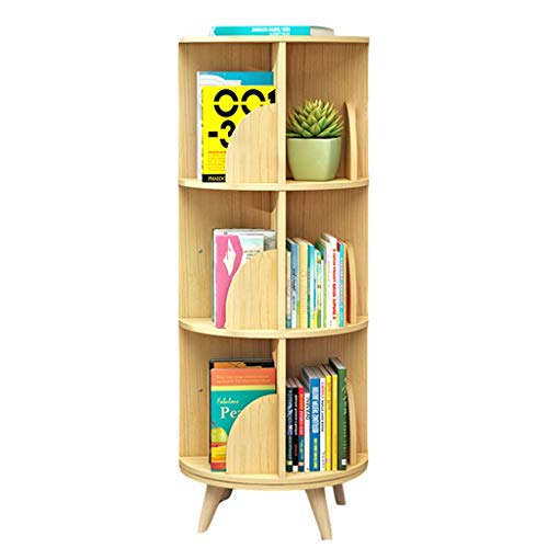 Drehbares Bücherregal, 1/2/3-stöckig, rundes Bücherregal aus Holz, multifunktionales Ausstellungsbücherregal für das Home-Office, für Kinderzimmer, Arbeitszimmer, Schlafzimmer, Wohnzimmer (F von GHKFEJGDEN