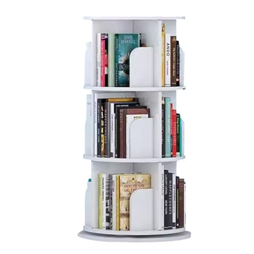 Drehbares Bücherregal mit 2/3/4/5/6 Ebenen, kreatives 360-Grad-Display, drehbares Bücherregal, weißes drehbares Bücherregal, Medien-Display-Rack-Turm für Wohnzimmer und Schlafzimmer (Größe: von GHKFEJGDEN