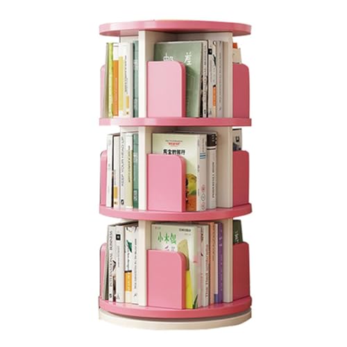 Drehbares Bücherregal mit 2/3/4/5 Ebenen, 360°-Anzeige, schwenkbares Bücherregal, bodenstehendes, drehbares Bücherregal, runder Turm für Kinderzimmer, Arbeitszimmer, Schlafzimmer, Wohnzimmer von GHKFEJGDEN