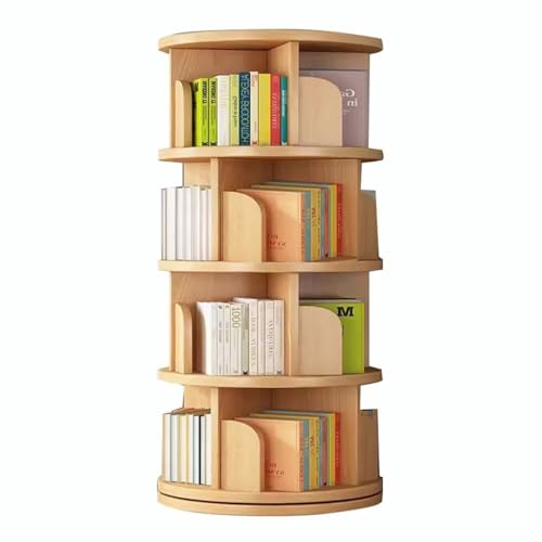 Drehbares Bücherregal mit 3/4/5/6 Ebenen, 360° drehbares Bücherregal aus Holz, drehbares Bücherregal, einfaches Aufbewahrungsbücherregal, Bodenregal für den Haushalt (Farbe: Braun, Größe: 46 von GHKFEJGDEN