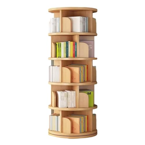 Drehbares Bücherregal mit 3/4/5/6 Ebenen, 360° drehbares Bücherregal aus Holz, drehbares Bücherregal, einfaches Aufbewahrungsbücherregal, Bodenregal für den Haushalt (Farbe: Braun, Größe: 46 von GHKFEJGDEN