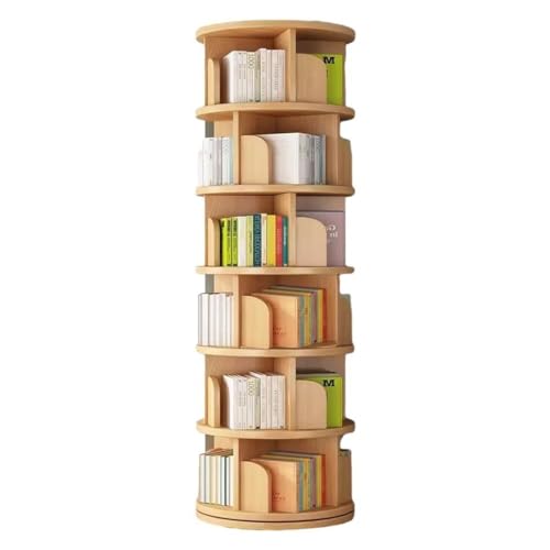 Drehbares Bücherregal mit 3/4/5/6 Ebenen, 360° drehbares Bücherregal aus Holz, drehbares Bücherregal, einfaches Aufbewahrungsbücherregal, Bodenregal für den Haushalt (Farbe: Braun, Größe: 46 von GHKFEJGDEN