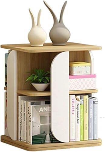 GHKFEJGDEN Bücherregal, 360 ° drehbar, Bücherregal, mehrschichtiges Bodenregal, Lagerregal, große Kapazität, Möbel für Zuhause für Bücher (Farbe: Holz, Größe: 6 Schichten) von GHKFEJGDEN