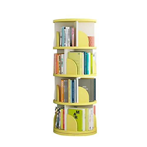 GHKFEJGDEN Bücherregal, drehbares Bücherregal, vom Boden bis zur Decke, 360-Grad-Aufbewahrung, Bilderbuchständer, Bücherregal für Zuhause und Studenten (Farbe: Gelb, Größe: 40 x 129 cm) von GHKFEJGDEN