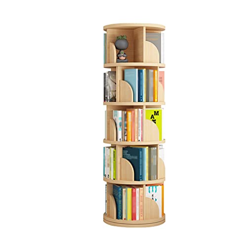 GHKFEJGDEN Bücherregal, drehbares Bücherregal, vom Boden bis zur Decke, 360-Grad-Aufbewahrung, Bilderbuchständer, Bücherregal für Zuhause und Studenten (Farbe: Holzfarbe, Größe: 40 x 160 cm) von GHKFEJGDEN