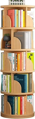 GHKFEJGDEN Bücherregal, höhenverstellbares Bücherregal, vertikal drehbares Bücherregal, Gute Stabilität (Farbe: Holz, Größe: 46 x 95 cm) von GHKFEJGDEN