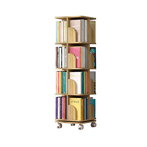 GHKFEJGDEN Bücherregal, vom Boden bis zur Decke reichendes, drehbares Bücherregal, mobiles Bücherregal für Kinder, Bücherregal für Studenten, Mini-Bücherregal (Farbe: Holz, Größe: 40 x 137,7 cm) von GHKFEJGDEN