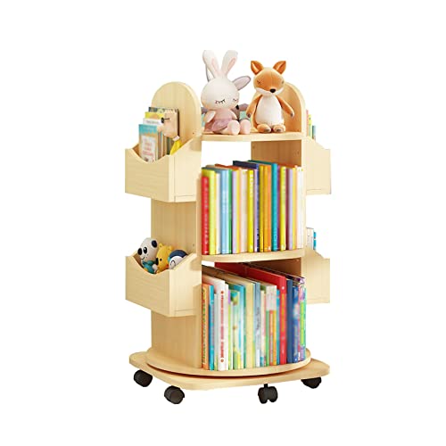 GHKFEJGDEN Bücherregal 360 Grad drehbares Bücherregal aus Massivholz, mobiles Boden-Bilderbuchregal mit Rad, Nachttisch-Aufbewahrung, Kinderbücherregal FANJIANI GHKFEJGDEN Bücherregal 360 Grad drehbares Bücherregal aus Massivholz, mobiles Boden-Bilderbuchregal mit Rad, Nachttisch-Aufbewahrung, Kinderbücherregal FANJIANI von GHKFEJGDEN