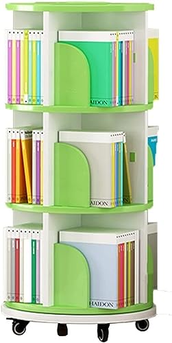 GHKFEJGDEN Bücherregal Bücherregale 360 ° drehbares Bücherregal Boden mit Rädern Bilderbuchregal Mehrschichtiges Organizer-Bücherregal Grün (Größe: 50,5 * 97 cm) von GHKFEJGDEN