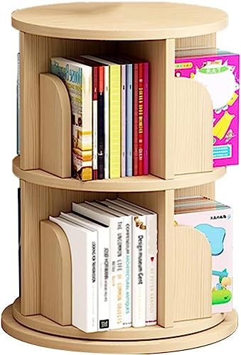 GHKFEJGDEN Bücherregal Bücherregale 360 ° drehbares Bücherregal Bodenregal aus Massivholz Aufbewahrungsregal für Zuhause Einfache Installation (Farbe: Holz, Größe: 5 Schichten) von GHKFEJGDEN