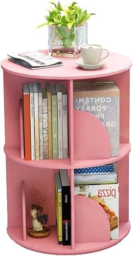 GHKFEJGDEN Bücherregal Bücherregale 360 ° drehbares Bücherregal Mehrschichtiges Eckbücherregal Wohnzimmer Rundes Bibliotheksbodenregal Rosa (Farbe: Gelb, Größe: 5 Schichten) von GHKFEJGDEN