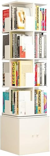GHKFEJGDEN Bücherregal Bücherregale Drehbares Bücherregal 360° Boden-Decken-Bücherregal Regal mit Schrank Schließfach Lagerschrank (Farbe: Holz, Größe: 3 Schichten) von GHKFEJGDEN