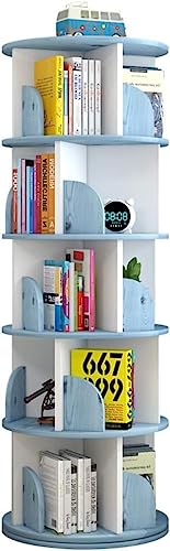 GHKFEJGDEN Bücherregal Bücherregale Drehbares Bücherregal Bilderbuchständer Bodenregal 360° drehbar Kleines Interesse am Lesen (Farbe: Blau, Größe: 40 * 129cm) von GHKFEJGDEN