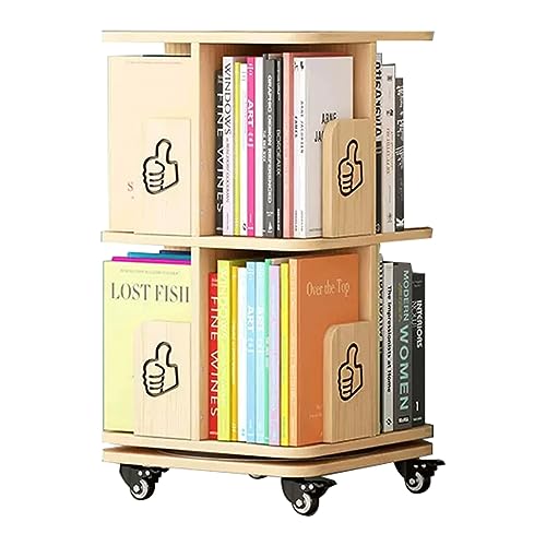 GHKFEJGDEN Bücherregal Massivholz Drehbares Bücherregal Starkes Und Stabiles Bodenregal Bücherregal Kreatives Bücherregal Mit 4 Rollen Bücherregale von GHKFEJGDEN