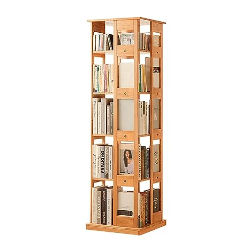 GHKFEJGDEN Bücherregal aus Holz, um 360 ° drehbar, 2/4/5 Ebenen, Eckbücherregale aus Holz, 360 ° Präsentationsbodenregal, Bücherregal auf Rädern GHKFEJGDEN Bücherregal aus Holz, um 360 ° drehbar, 2/4/5 Ebenen, Eckbücherregale aus Holz, 360 ° Präsentationsbodenregal, Bücherregal auf Rädern von GHKFEJGDEN
