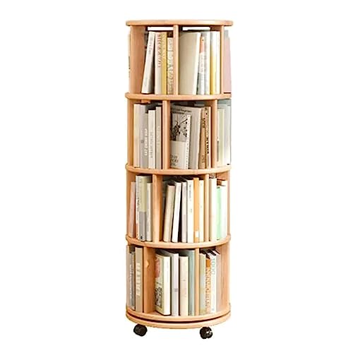 GHKFEJGDEN Bücherregale 360° drehbares Bücherregal aus Gummibaumholz, stehendes Bücherregal, bodenstehendes Bücherregal auf Rädern, Turm-Bücherregal-Organizer, perfekte Möbel GHKFEJGDEN Bücherregale 360° drehbares Bücherregal aus Gummibaumholz, stehendes Bücherregal, bodenstehendes Bücherregal auf Rädern, Turm-Bücherregal-Organizer, perfekte Möbel von GHKFEJGDEN