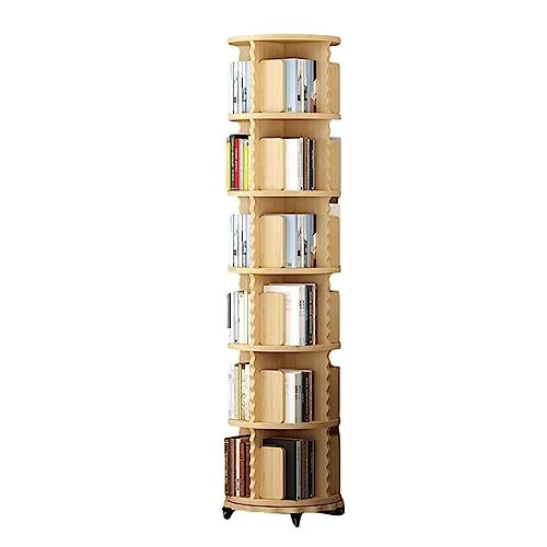 GHKFEJGDEN Bücherregale Stehendes Bücherregal aus Holz, 360° drehbares Bücherregal mit Rädern, Rollbücherregal mit 2/3/4/5/6 Ebenen, Bücherständer, Bücherregal für Zuhause, perfekte Möbel GHKFEJGDEN Bücherregale Stehendes Bücherregal aus Holz, 360° drehbares Bücherregal mit Rädern, Rollbücherregal mit 2/3/4/5/6 Ebenen, Bücherständer, Bücherregal für Zuhause, perfekte Möbel von GHKFEJGDEN